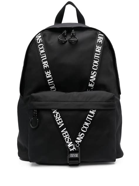 versace jeans backpack in navy with logo taping|Versace Jeans shoulder bag men.